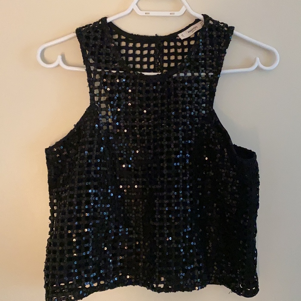 Mango sequined top - black